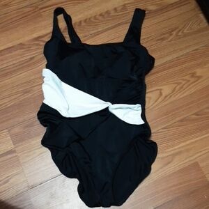Longitude Stylish Black and White Women 12 One Piece Swimsuit